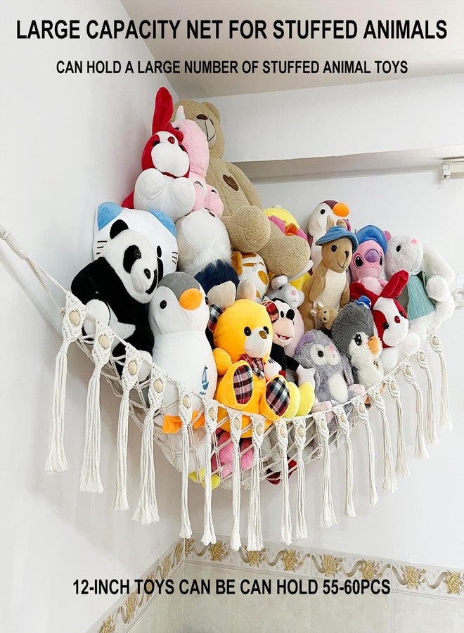 badigo Large Stuffed Animal Net or Hammock, Boho Macrame Toy Hammock with LED Lights, Decorate Room Space Saving Pet Net for Stuffed Animals, Suitable for Nursery, Playroom, Kids Bedroom - Image 4