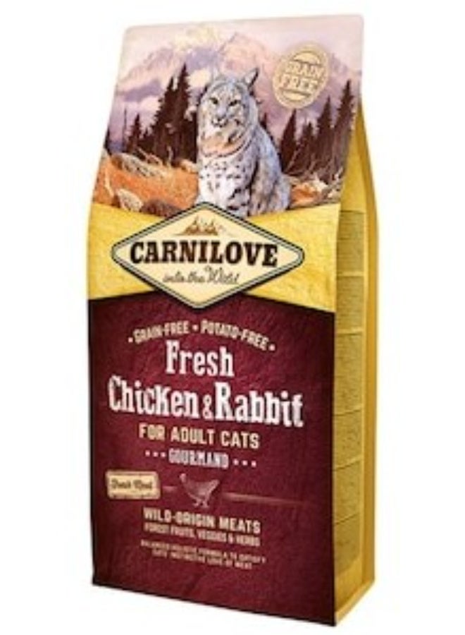 Carnilove Fresh Chicken and Rabbit Gourmand Dry Cat Food - 2 kg