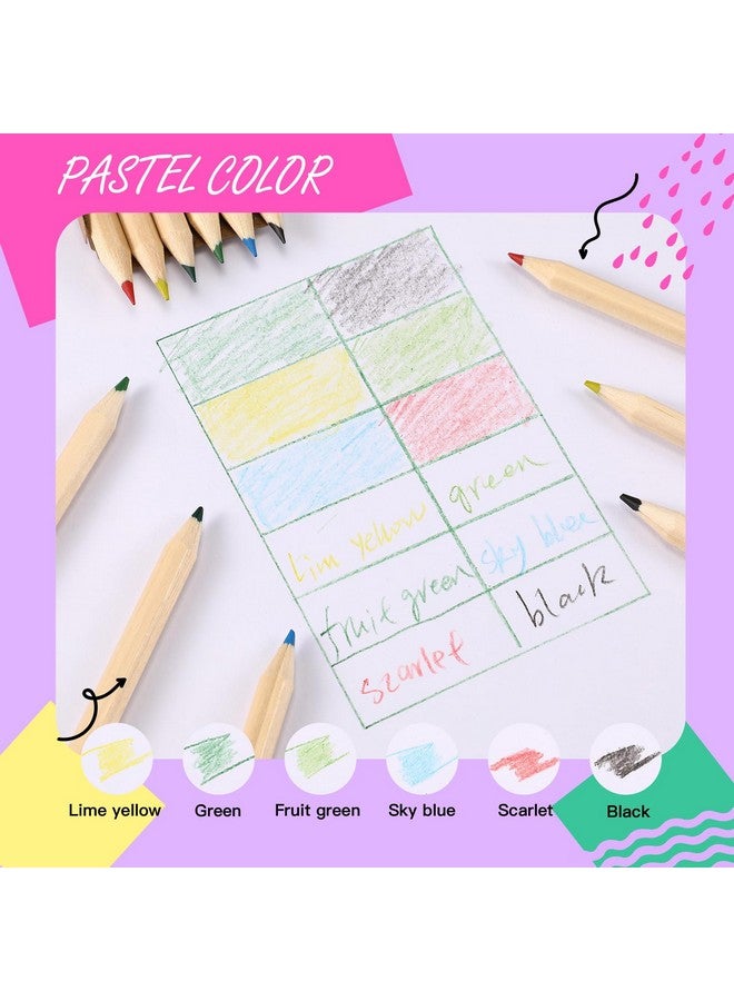 Faccito أقلام تلوين فاسيطو ميني للأطفال بطول 3.5 إنش، محمولة وقصيرة وسميكة، 6 ألوان مختلفة، أقلام مسبقة الشحذ بكميات كبيرة لرسومات الأطفال في الفصول الدراسية واللوازم المدرسية (100 عبوة) - Image 3
