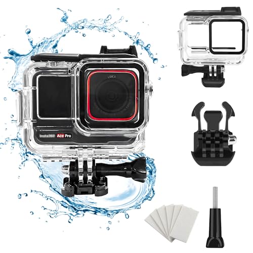 PCTC 60M(197ft) Waterproof Case for Insta360 Ace Pro, Accessories for Insta 360 Ace Pro Waterproof Case,Protective Underwater Dive Housing Shell with Bracket Accessories - Image 1