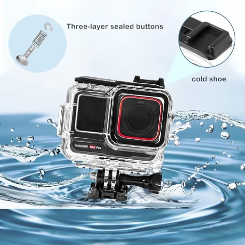 PCTC 60M(197ft) Waterproof Case for Insta360 Ace Pro, Accessories for Insta 360 Ace Pro Waterproof Case,Protective Underwater Dive Housing Shell with Bracket Accessories - Image 5