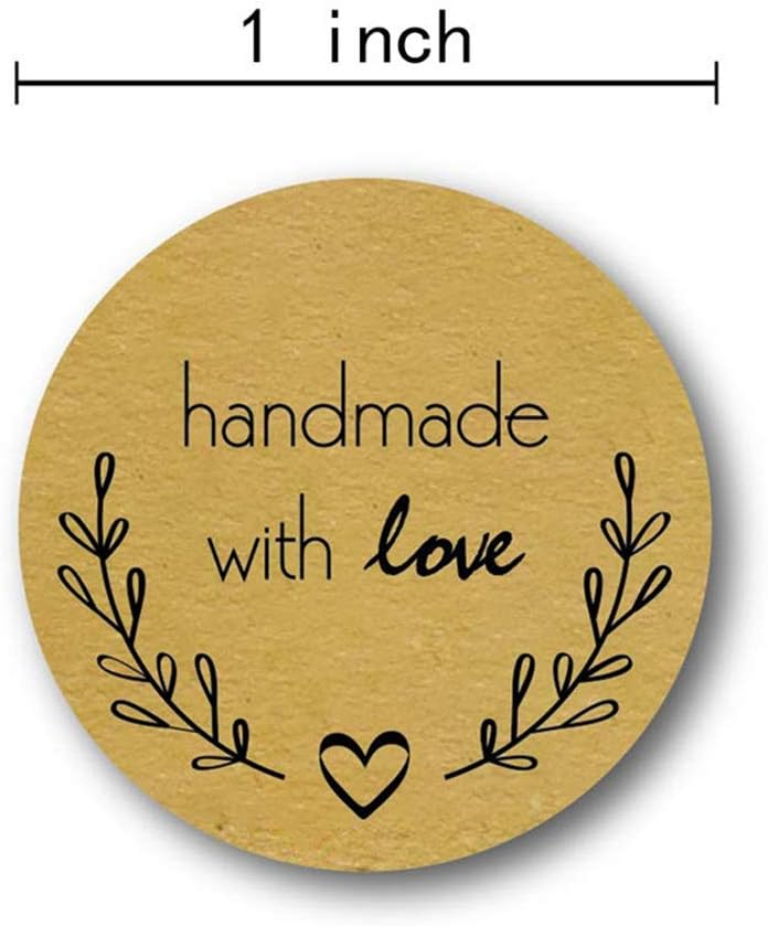klarako 500 PCS Roll Craft Label Sticker Round DIY Baking Sticker Handmade with Love Decor Sealing Tags?Selfklarako Adhesive Label Decor for Homemade Gifts - Image 4