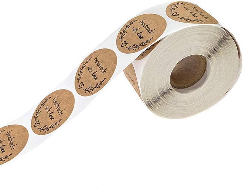 klarako 500 PCS Roll Craft Label Sticker Round DIY Baking Sticker Handmade with Love Decor Sealing Tags?Selfklarako Adhesive Label Decor for Homemade Gifts - Image 5
