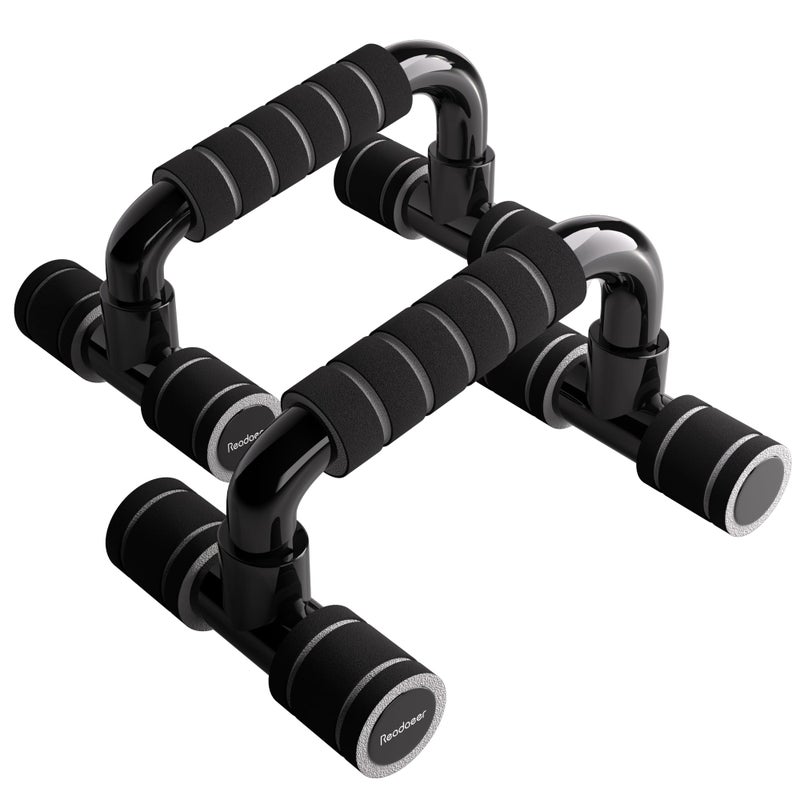 Readaeer Push Up Bars Gym Exercise Equipment Fitness 1 Pair Pushup Handles with Cushioned Foam Grip and Non-Slip Sturdy Structure Push Up Bars for Men & Women (Gray) - Image 1