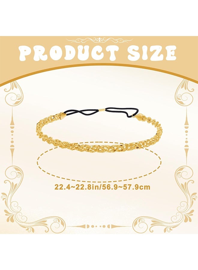 Elastic Gold Headband, Sparkly Metal Headbands for Women Fashion Wedding Headpiece Jewelry Hair Accessories for Festival Prom Party - Image 2