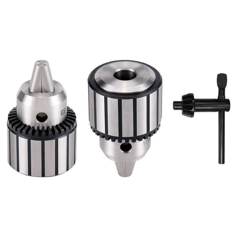 KingTool 4 Pcs Drill Chuck Set - 1/2-Inch Drill Chuck with Chuck Key with #1 (JT33-MT1) and #2 (JT33-MT2) Morse Taper Arbor - Image 3