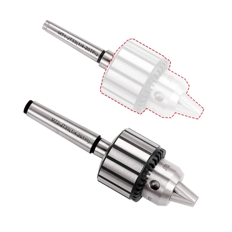 KingTool 4 Pcs Drill Chuck Set - 1/2-Inch Drill Chuck with Chuck Key with #1 (JT33-MT1) and #2 (JT33-MT2) Morse Taper Arbor - Image 4