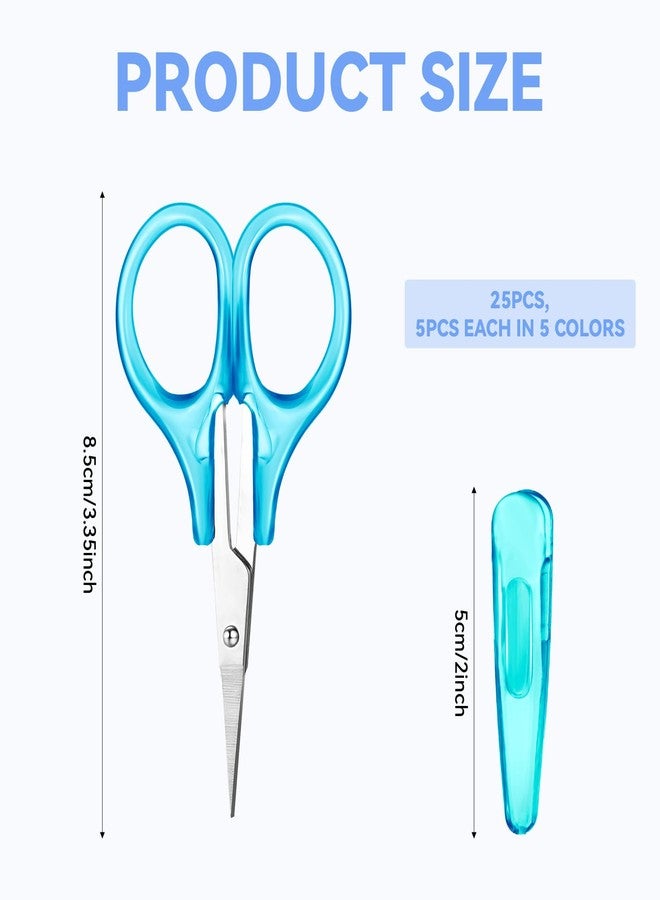 EupHHonycs Small Scissors All Purpose 3.5" Mini Detail Craft Scissors Set Stainless Steel Scissors with Protective Cover Tiny Scissors for Facial Hair Trimming Sewing Crafting DIY Projects (25 Pcs) - Image 2