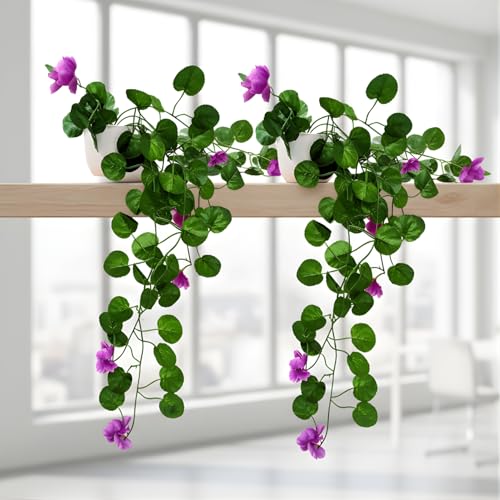 fancymart Artificial Flower Plant Home Décor with Small Size Pot | Pack of 2 | Plant Hanging for Home Decor | Office Decor (DESIGN-05) - Image 1