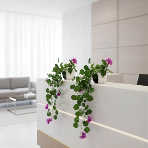 fancymart Artificial Flower Plant Home Décor with Small Size Pot | Pack of 2 | Plant Hanging for Home Decor | Office Decor (DESIGN-05) - Image 2