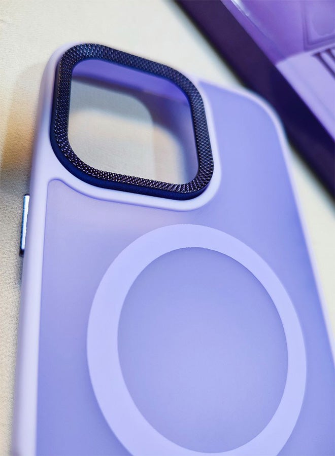 جراب خلفي مغناطيسي غير لامع لهاتف ايفون 16 برو ماكس، غطاء نحيف صلب مقاوم للصدمات والخدش، متوافق مع MagSafe والشاحن اللاسلكي، حماية عدسة الكاميرا، خفيف الوزن، تصميم أنيق للرجال والنساء والشباب لهاتف ايفون 16 برو ماكس - لافندر - Image 2