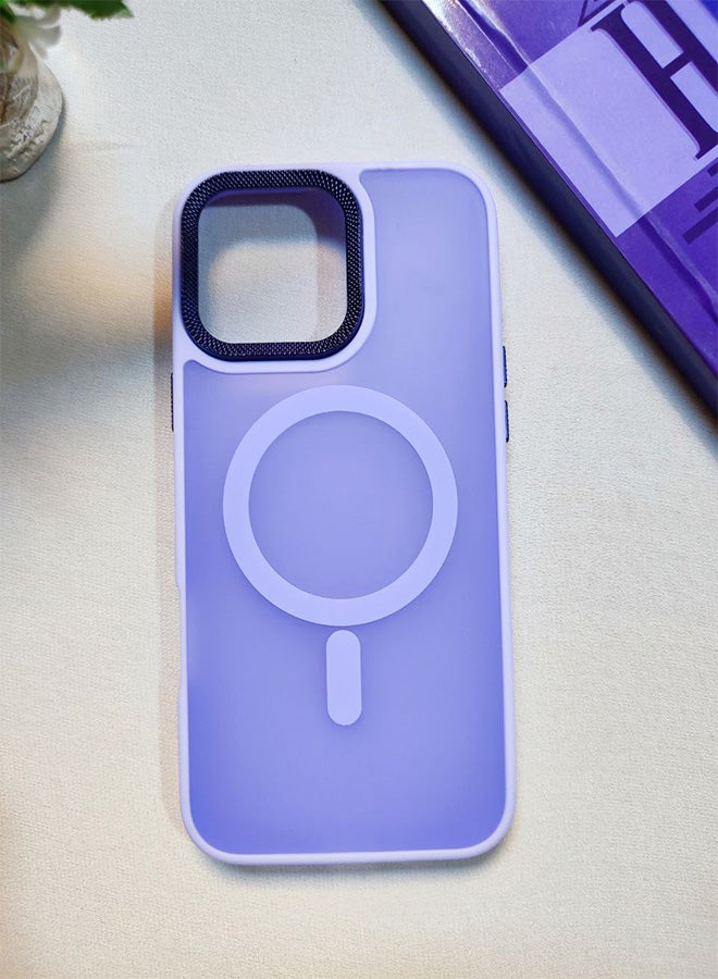 جراب خلفي مغناطيسي غير لامع لهاتف ايفون 16 برو ماكس، غطاء نحيف صلب مقاوم للصدمات والخدش، متوافق مع MagSafe والشاحن اللاسلكي، حماية عدسة الكاميرا، خفيف الوزن، تصميم أنيق للرجال والنساء والشباب لهاتف ايفون 16 برو ماكس - لافندر - Image 3