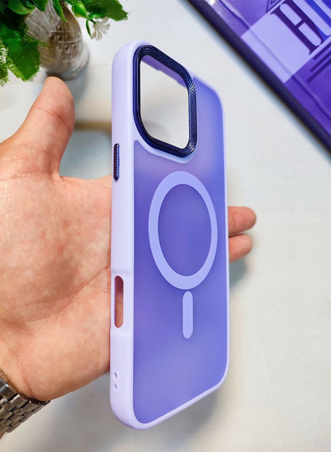 جراب خلفي مغناطيسي غير لامع لهاتف ايفون 16 برو ماكس، غطاء نحيف صلب مقاوم للصدمات والخدش، متوافق مع MagSafe والشاحن اللاسلكي، حماية عدسة الكاميرا، خفيف الوزن، تصميم أنيق للرجال والنساء والشباب لهاتف ايفون 16 برو ماكس - لافندر - Image 5