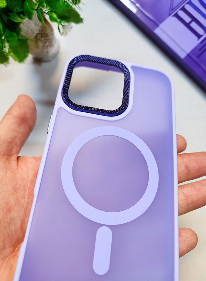 جراب خلفي مغناطيسي غير لامع لهاتف ايفون 16 برو ماكس، غطاء نحيف صلب مقاوم للصدمات والخدش، متوافق مع MagSafe والشاحن اللاسلكي، حماية عدسة الكاميرا، خفيف الوزن، تصميم أنيق للرجال والنساء والشباب لهاتف ايفون 16 برو ماكس - لافندر - Image 4