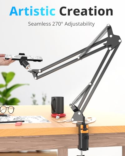 UBeesize Overhead Phone Mount Flexible Webcam Arm with Phone Holder and Ball Head Overhead Tripod for Phone Drawing Live Streaming Cooking Flat Photography - Image 3
