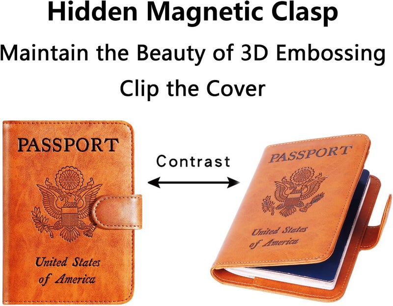 PASCACOO Passport Holder Cover Wallet RFID Blocking Leather Card Case Travel Accessories for Women Men (Claybank) - Image 3