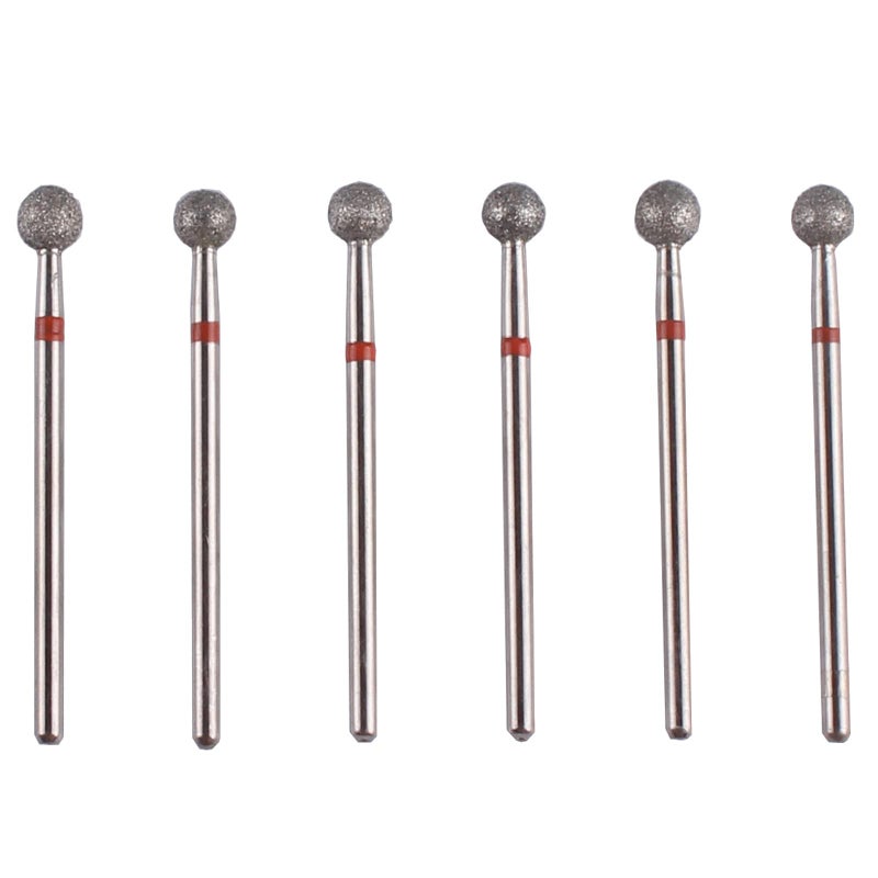 MZCMSL 6pcs Pro Diamond Ball BitsCuticle Drill Bit Set for Russian Manicure332 Shank efile Bit 50mm