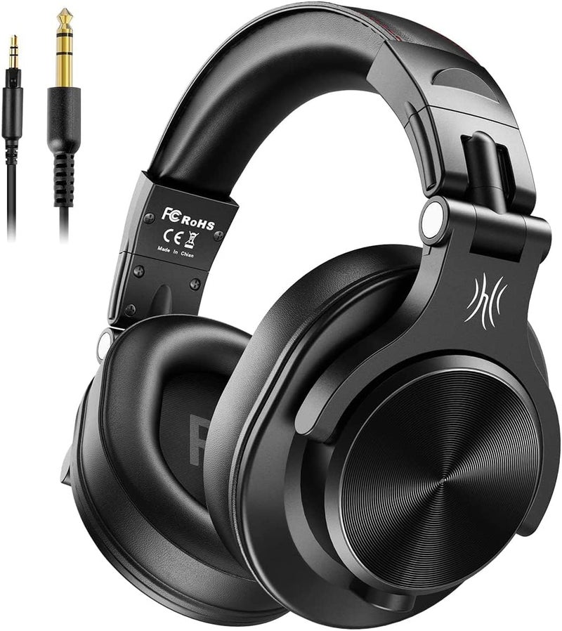 OneOdio A71 Hi-Res Studio Recording Headphones - Wired Over Ear Headphones with SharePort, Monitoring Mixing Foldable Headset with Stereo Sound, 3.5/6.35MM Jack for PC Computer DJ Guitar-Black - Image 1