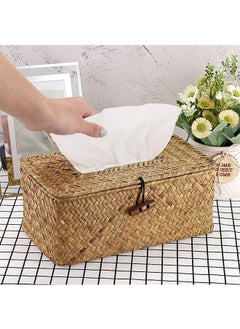 Garlo Rectangular Woven Tissue Box Cover, Decorative Seagrass Wicker Tissue Box Holder, Rustic Facial Tissue Holder, for Bathroom Vanity Toilet Dresser Table Countertop Office Car.  - Image 3