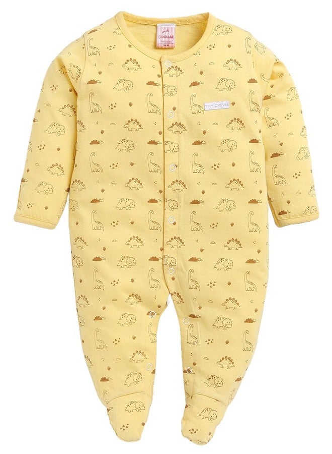 Dollar Junior Tiny Crews Baby Boys & Baby Girls Shoe Romper - Yellow, 1-3M - Image 1