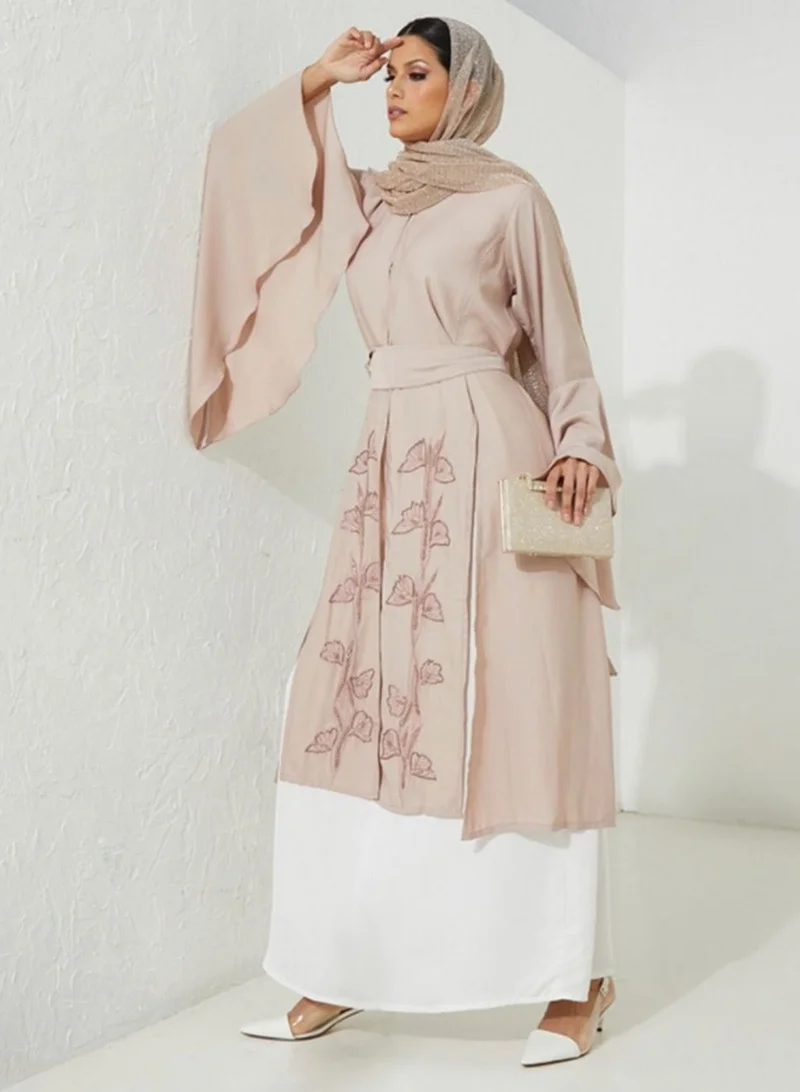 Rosette Abaya 2-Piece Abaya Set | Embroidered