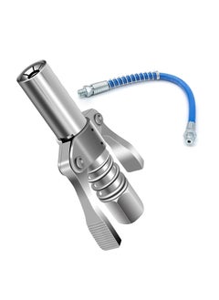 EKRASH eKRASH Grease Gun Coupler Strong Lock Release Grease Coupler10k12k PSI High Preasure Quick Release Metal Dual Handle Grease Gun Coupler 18 NPT Universal Grease Gun Fitting 10 000 PSI WITH PIPE  - Image 1