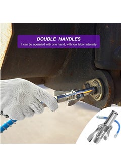 EKRASH eKRASH Grease Gun Coupler Strong Lock Release Grease Coupler10k12k PSI High Preasure Quick Release Metal Dual Handle Grease Gun Coupler 18 NPT Universal Grease Gun Fitting 10 000 PSI WITH PIPE  - Image 4