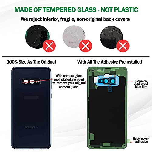 ASDAWN Galaxy S10e Back Cover Glass Replacement with Pre-Installed Camera Lens + Installation Manual + Repair Tool Kit for Samsung Galaxy S10e SM-G970 All Carriers (Prism Black) - Image 4
