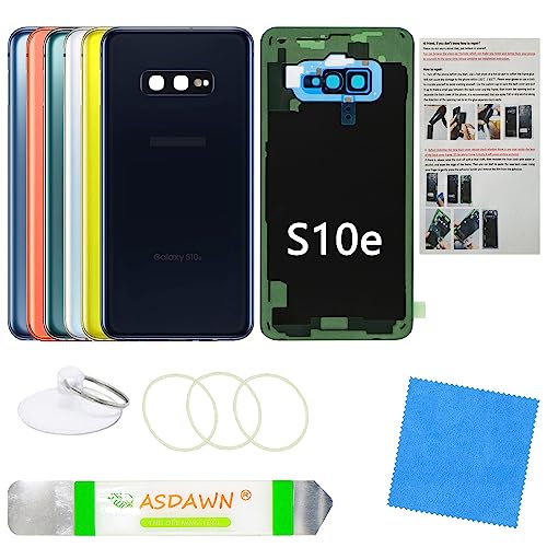 ASDAWN Galaxy S10e Back Cover Glass Replacement with Pre-Installed Camera Lens + Installation Manual + Repair Tool Kit for Samsung Galaxy S10e SM-G970 All Carriers (Prism Black) - Image 1