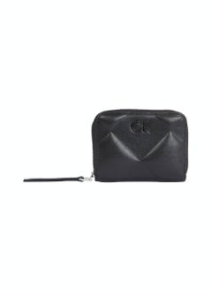 Women's Quilt Medium Zip Around Bifold Wallet - Polyester, Black