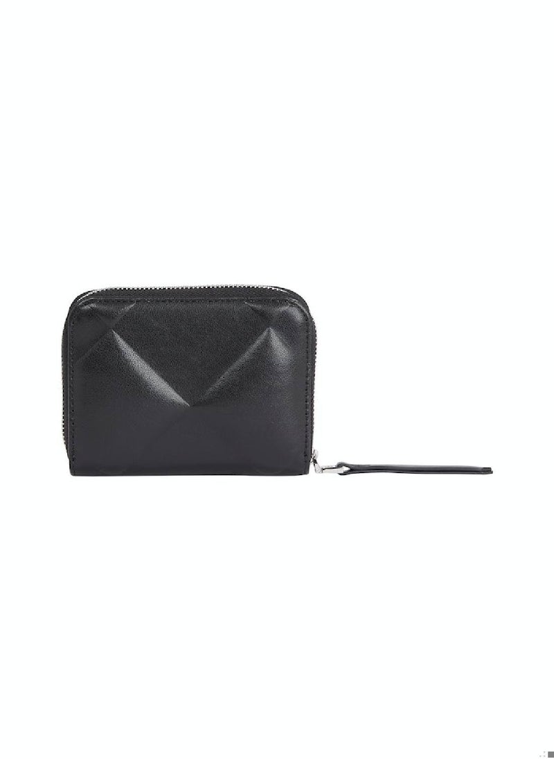 CALVIN KLEIN - Women's Quilt Medium Zip Around Bifold Wallet - Polyester, Black - Image 1