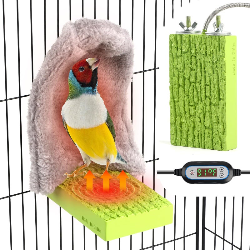 HOSUKKO Bird Heater for Cage,Temperature-Adjustable Warm Bird Perch with Small Nest,12V 5W 91Â°F-118Â°F Range Warmer Perch Stand for Parrots,Cockatiels,Parakeets and Small Birds - Image 1