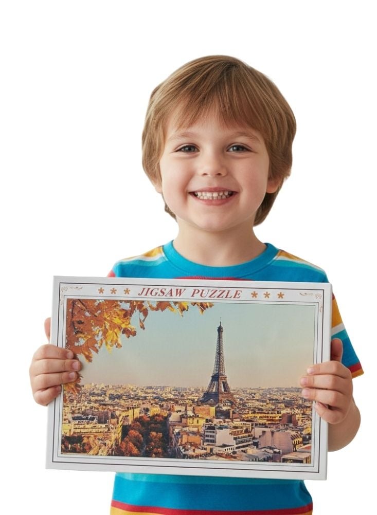 بريميم أحجية برج إيفل في باريس – تصميم منظر مدينة خريفي باللونين البني والبرتقالي - Image 2