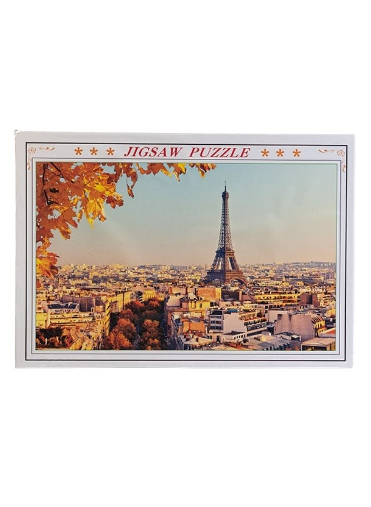 بريميم أحجية برج إيفل في باريس – تصميم منظر مدينة خريفي باللونين البني والبرتقالي - Image 1