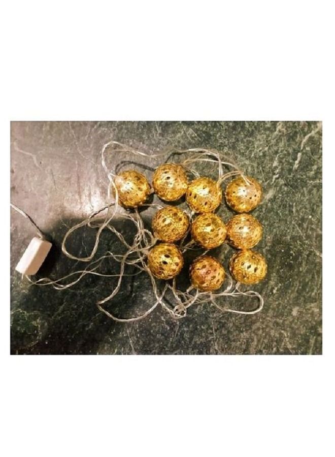 حبل فرع نور ليد زينة رمضان كور نحاس  تحفه .3.50 متر 10 قطع إضاءة ليد - ذهبي - Image 2