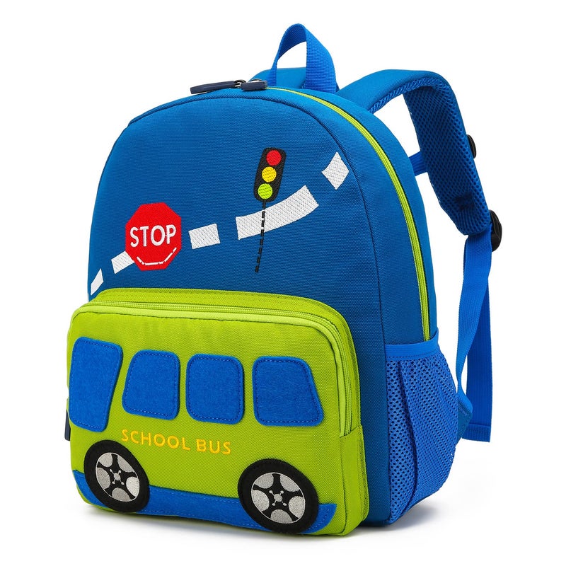 willikiva Car Dinosaur Kids Toddler Backpack for Boys and Girls Children Waterproof Preschool BagGreen Scool Bus - Image 2