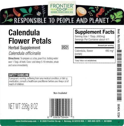 Frontier Co-op Frontier Coop Dried Calendula Flower Petals 8 oz Bulk Bag  For Herbal Teas Culinary Use and DIY Skincare - Image 5