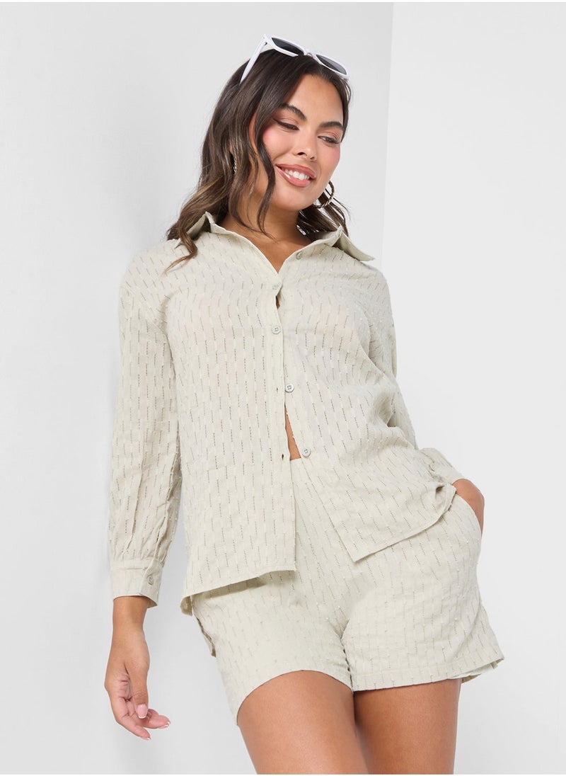 جينجر طقم قميص وشورت بنقشة دوبي - Image 1