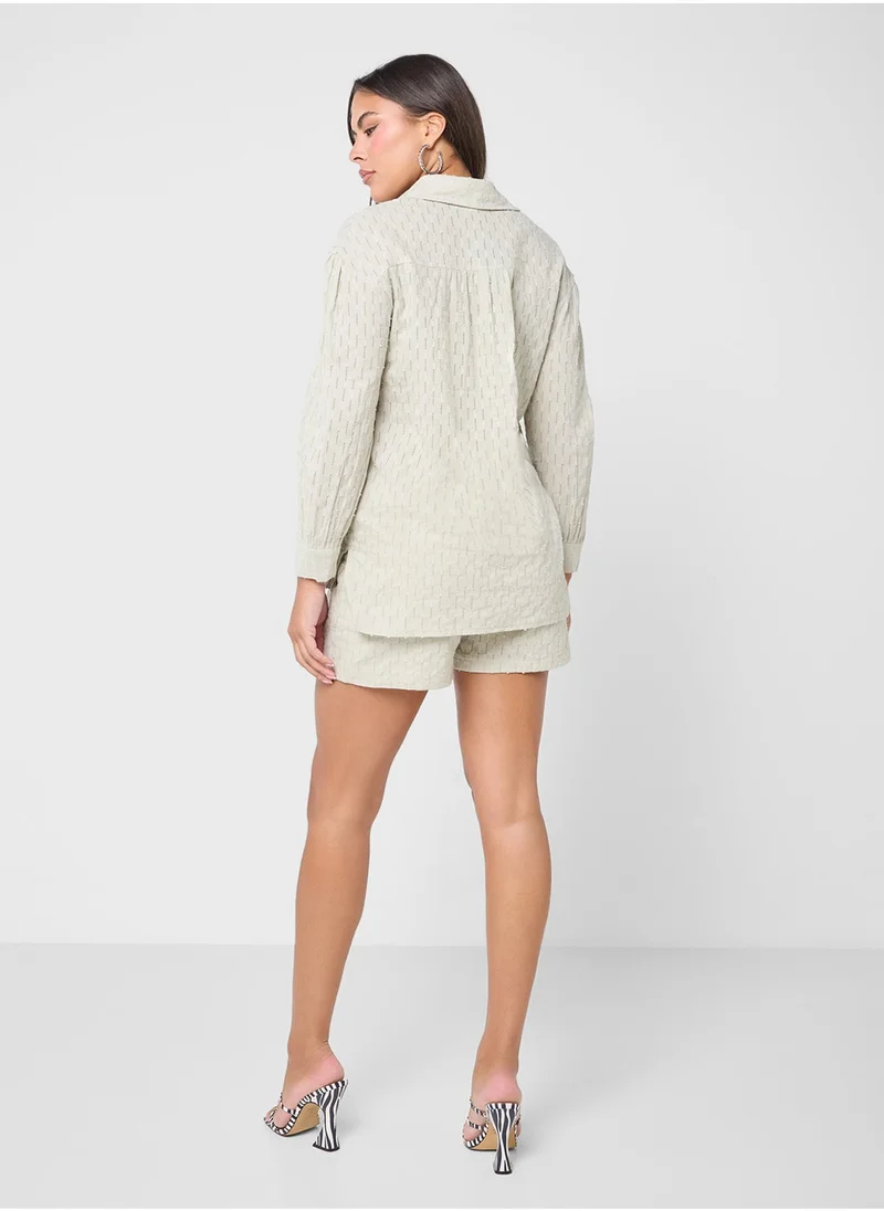 Ginger Dobby Textured Shirt & Short Coord Set
