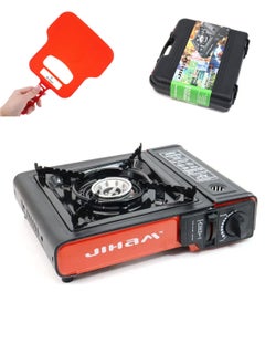 JIHAM Portable Outdoor Camping Gas Stove with Carrying Case and BBQ Hand Fan, Single Burner 34 x 25.5 CM  - Image 1