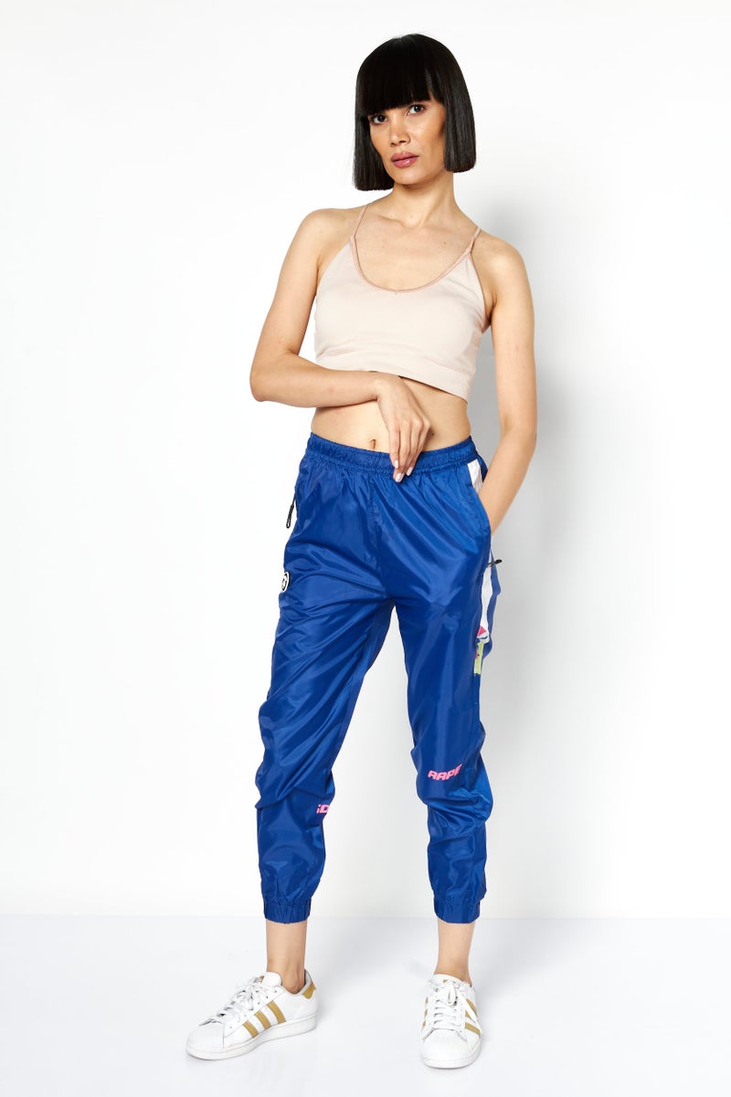 Aape By A Bathing Ape سروال جوجر للنساء بقصة عادية مع حبل سحب، مجموعة زرقاء - Image 4