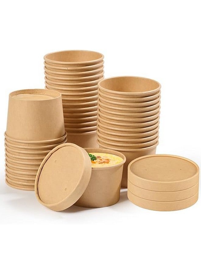 SANWALSA [250 ml, 15 Count, Brown Disposable Kraft Paper Container with Lid | Eco-Friendly Bowl/Tub for Picnic, Travel, Food Truck | Ideal for Both Hot & Cold Food - Image 1