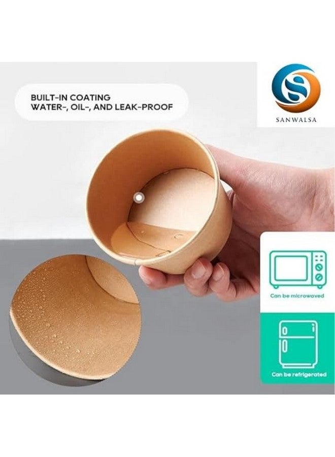 SANWALSA [250 ml, 15 Count, Brown Disposable Kraft Paper Container with Lid | Eco-Friendly Bowl/Tub for Picnic, Travel, Food Truck | Ideal for Both Hot & Cold Food - Image 3