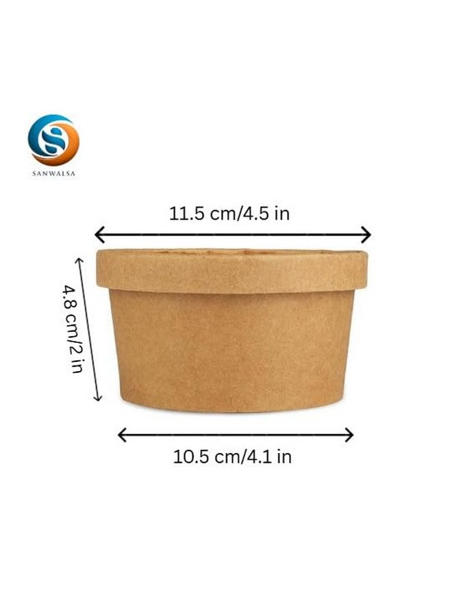SANWALSA [250 ml, 15 Count, Brown Disposable Kraft Paper Container with Lid | Eco-Friendly Bowl/Tub for Picnic, Travel, Food Truck | Ideal for Both Hot & Cold Food - Image 2