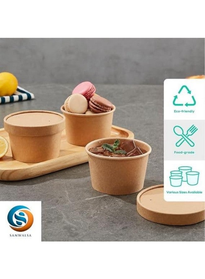 SANWALSA [250 ml, 15 Count, Brown Disposable Kraft Paper Container with Lid | Eco-Friendly Bowl/Tub for Picnic, Travel, Food Truck | Ideal for Both Hot & Cold Food - Image 4