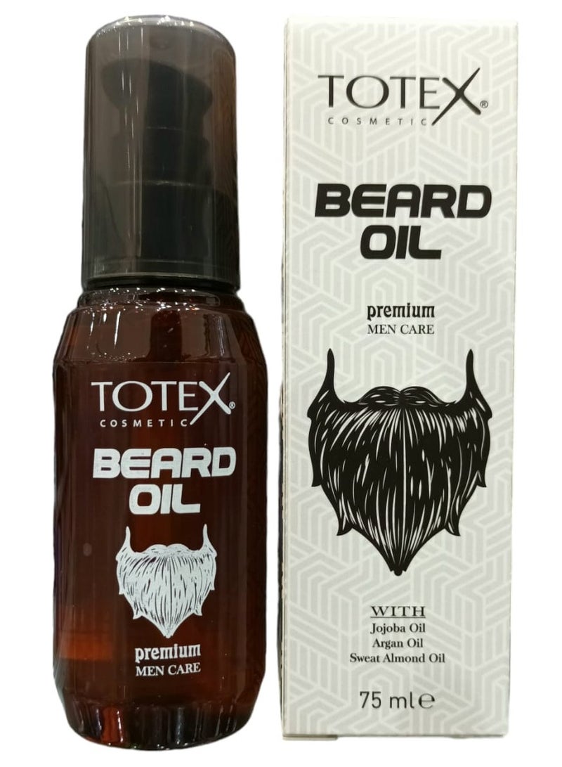 Totex Beard and Mustache Thickening Oil With Jojoba Oil  Argan Oil and Almond Oil Gives Shine and Perfect Care 75ml - Image 1