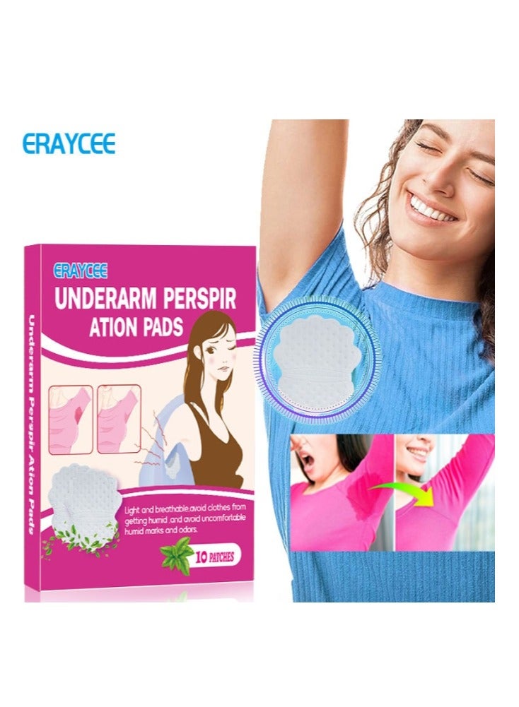 ERAYCEE Underarm Sweat Pads Pack of 10 Sweat Protection for Armpit Feet, Odour Refreshing Plasters for Women Man Underarm Odour Pads for Travel, Sports, Daily - Image 1