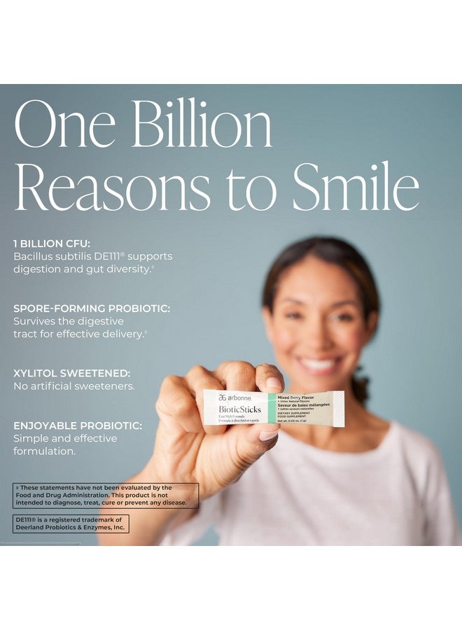 Arbonne BioticSticks Fast Melt Probiotic for Gut Health - Probiotics for Women, Men, and Kids - Gut Health Supplement - Vegan, Gluten-Free, Non-GMO - Mixed Berry Flavor - 30 Stick Packs - Image 3