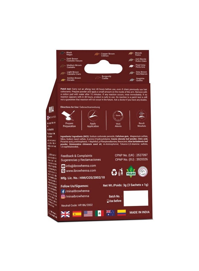 Mina Ibrow Henna Coloring Kit & Regular Pack Burgundy With Ibrow Stencilscombo Pack