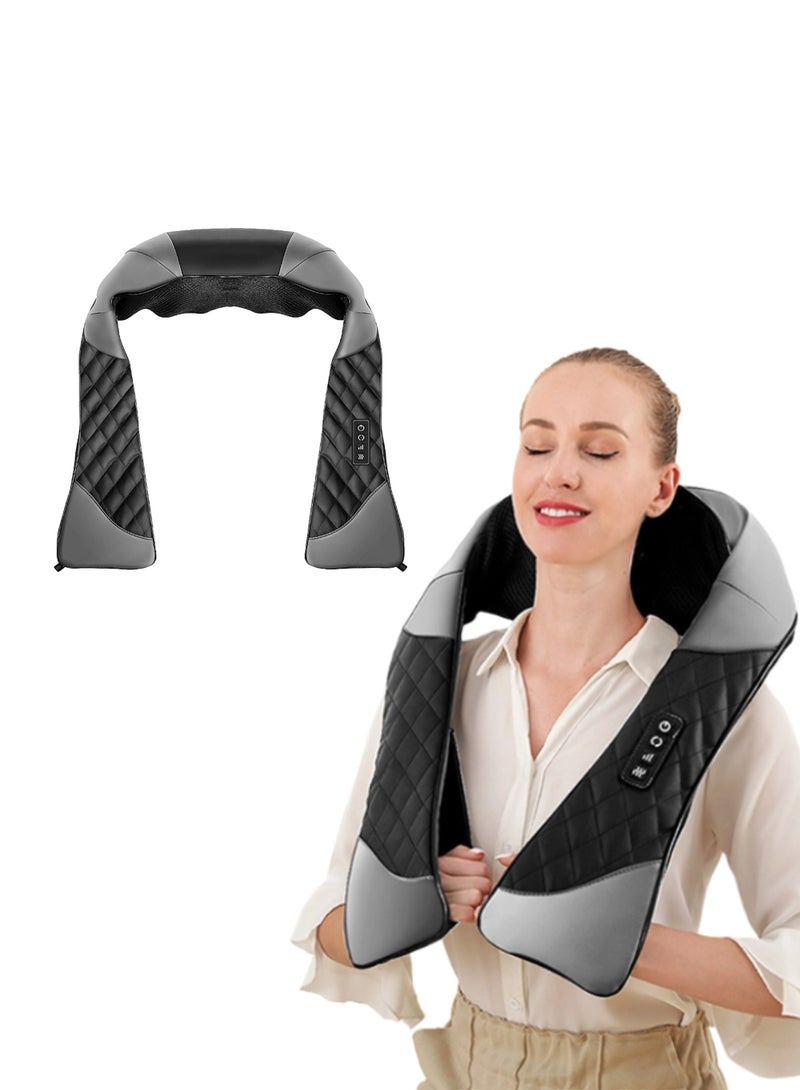 EzzySo مدلك عنق مع حرارة مدلك شياتسو للعنق والظهر والكتف والقدم والساق وسادة تدليك عميق تساعد على استرخاء العضلات في المنزل والمكتب والسيارة، مناسبة للرجال والنساء البالغين وكبار السن الذين يعانون من آلام في العنق. - Image 1